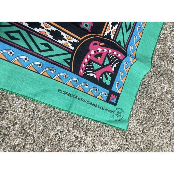 Vintage Wamcraft Union Made in USA Western Native Bandana Handkerchief Set Of 3 - Picture 5 of 8
